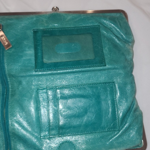 Hobo Teal Leather, Kisslock Clutch With Dustbag. No Rips Or Tears. Soft! GUC - Picture 2 of 3
